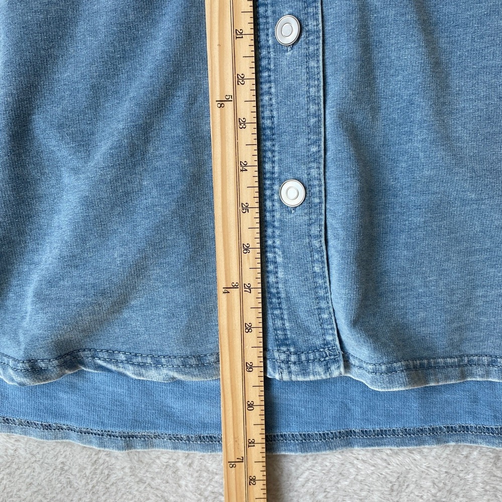 Jane & Delancey Chambray Knit Shirt Shacket Women 3X Coastal Quilted Cuffs NWT - Picture 5 of 11
